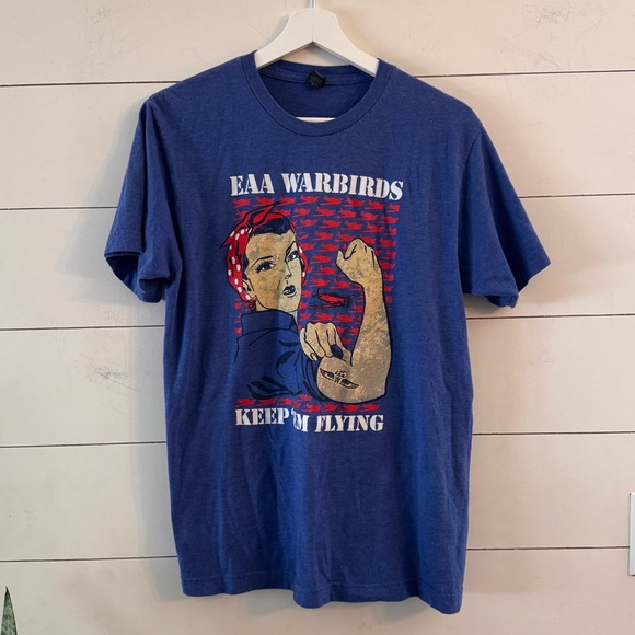 EAA Warbirds Blue Graphic T-Shirt Size Medium - Picture 1 of 5